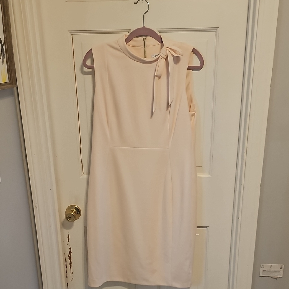 Calvin Klein Cream Bow Midi Dress